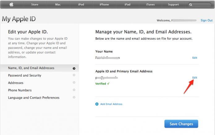 How to change apple id email?